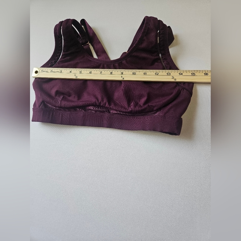 Fabletics-M Burgundy  Sports Bra with Racerback and Wide Elastic Band - Picture 2 of 6
